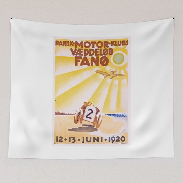 Item preview, 1920 DENMARK Dansk Motor Klubs Racing Poster designed and sold by retrographics.