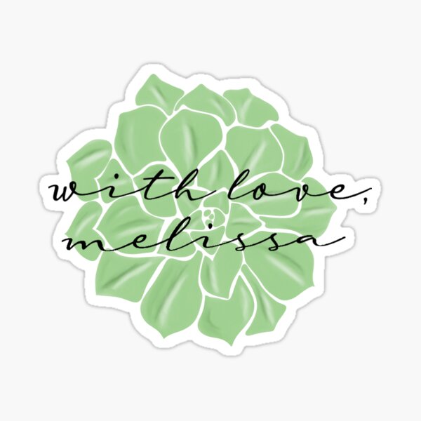 With Love Melissa Logo Succulent Green Sticker