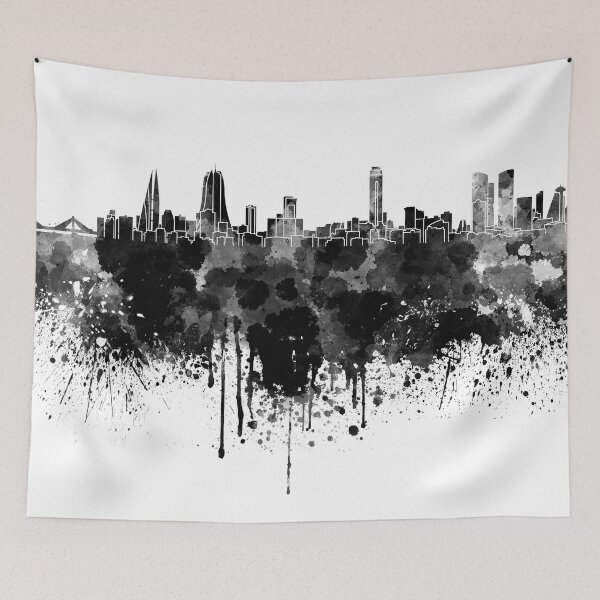 Item preview, Manama skyline in black watercolor  designed and sold by paulrommer.