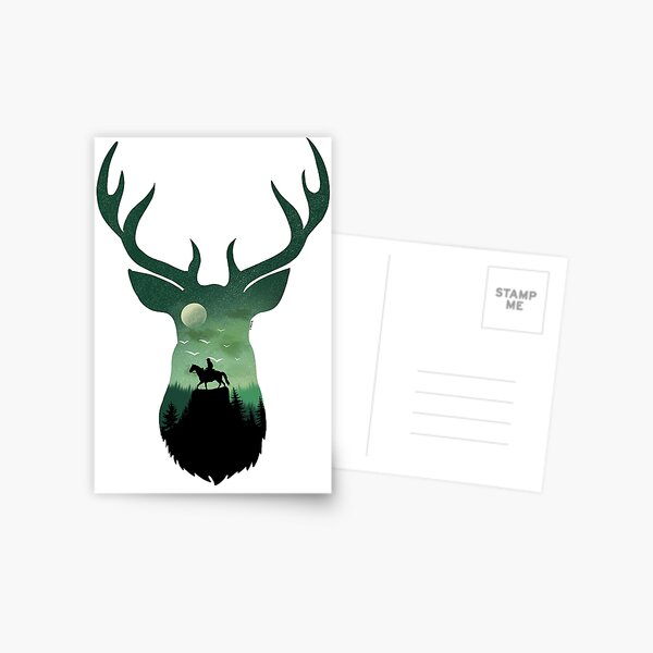 Vista previa del artículo con la obra «Arthur Morgan Deer / Stag Landscape», diseñado y vendido por Calamitysong.