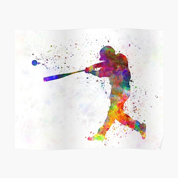 Baseball player hitting a ball Poster
