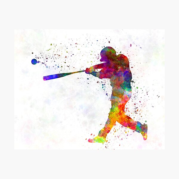 Joueur de baseball frapper une balle Impression photo