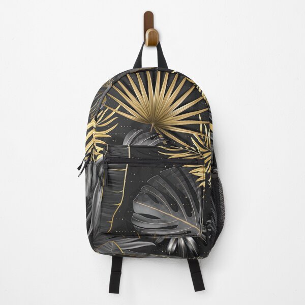 Item preview, Black and Gold Seamless tropical pattern. Leaves palm tree illustration. Gold, gray, black lives designed and sold by graphic-genie.