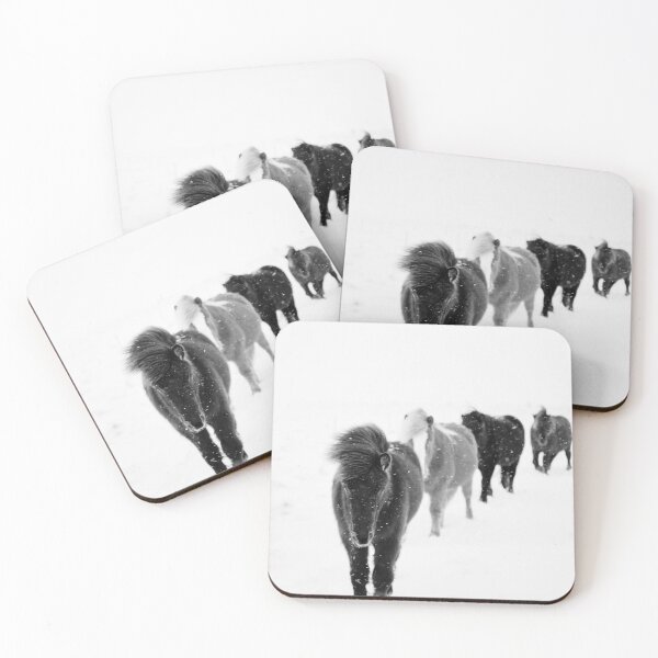 Item preview, Icelandic Horses Walking, black and white designed and sold by Amy Brinkman.