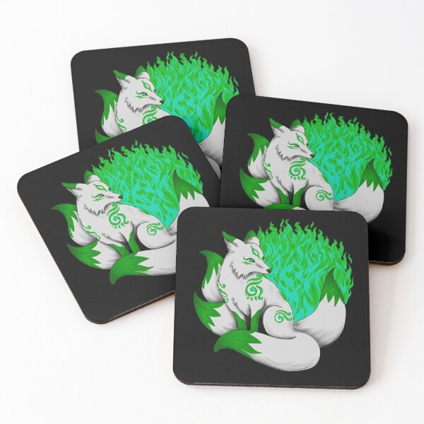 Item preview, Kitsune Fox with Green Foxfire designed and sold by Lady-Lilac.