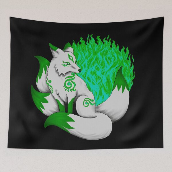 Item preview, Kitsune Fox with Green Foxfire designed and sold by Lady-Lilac.