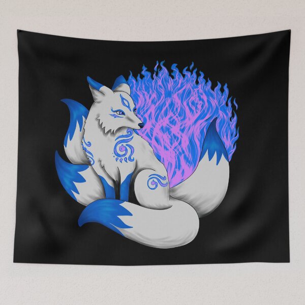 Item preview, Kitsune Fox with Dark Blue Foxfire designed and sold by Lady-Lilac.