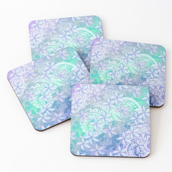 Item preview, Teal Polynesian Tribal Plumeria Print designed and sold by sunnthreads.