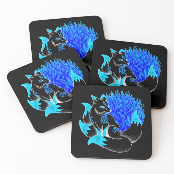Item preview, Inverted Black Kitsune Fox with Dark Blue Foxfire designed and sold by Lady-Lilac.