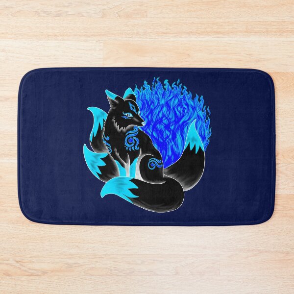 Item preview, Inverted Black Kitsune Fox with Dark Blue Foxfire designed and sold by Lady-Lilac.