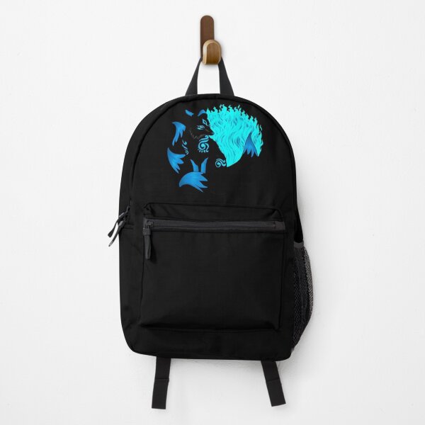 Item preview, Black Kitsune Fox with Aqua Blue Foxfire designed and sold by Lady-Lilac.