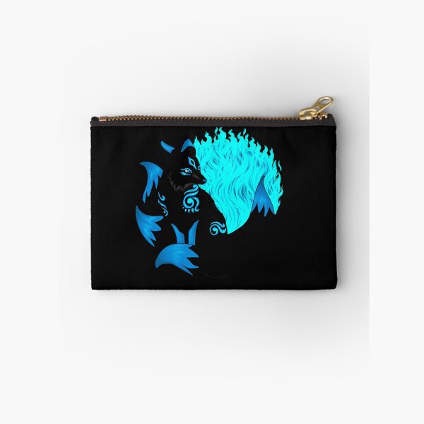 Item preview, Black Kitsune Fox with Aqua Blue Foxfire designed and sold by Lady-Lilac.