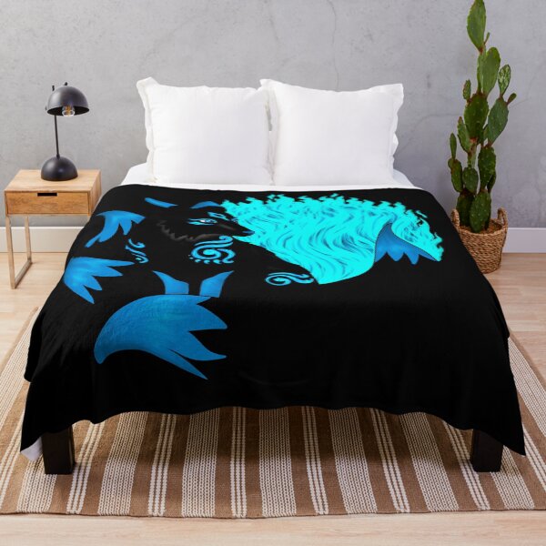 Item preview, Black Kitsune Fox with Aqua Blue Foxfire designed and sold by Lady-Lilac.