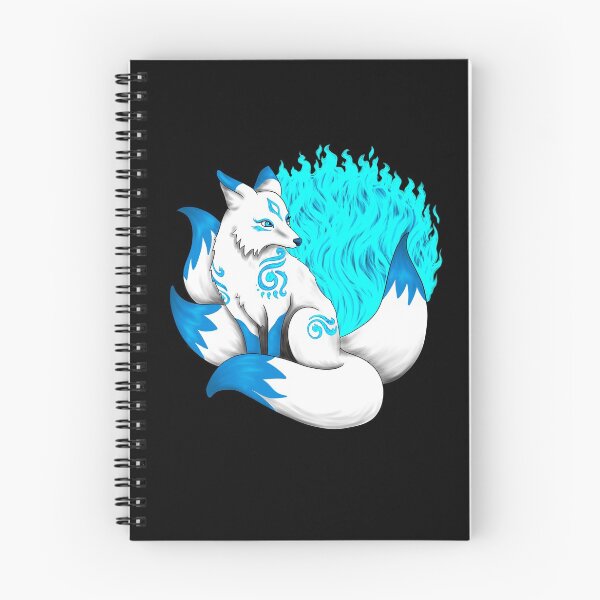 Item preview, White Kitsune Fox with Aqua Blue Foxfire designed and sold by Lady-Lilac.