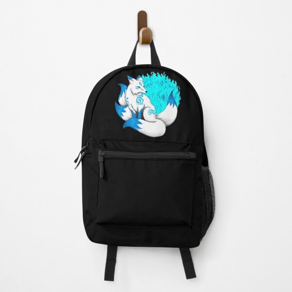 Vista previa del artículo con la obra «Zorro kitsune blanco con fuego zorro azul agua», diseñado y vendido por Lady-Lilac.