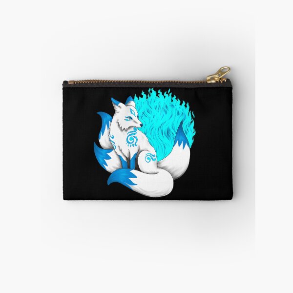 Item preview, White Kitsune Fox with Aqua Blue Foxfire designed and sold by Lady-Lilac.