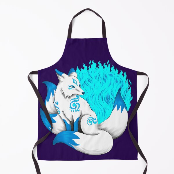 Item preview, White Kitsune Fox with Aqua Blue Foxfire designed and sold by Lady-Lilac.