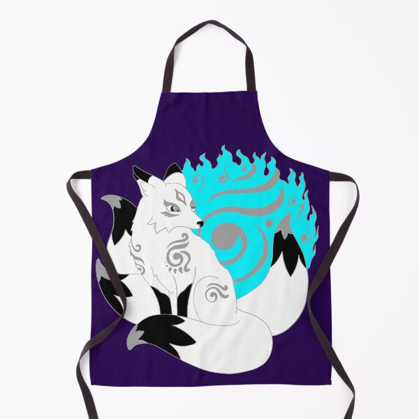 Item preview, Simple Silver White Kitsune Fox with Aqua Blue Foxfire designed and sold by Lady-Lilac.