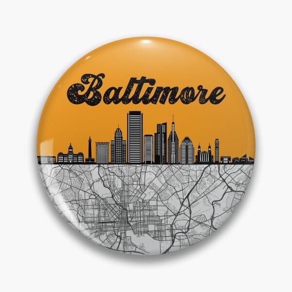 Item preview, Baltimore City Skyline With Map Vintage designed and sold by KrisSidDesigns.