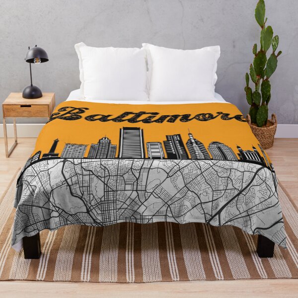 Item preview, Baltimore City Skyline With Map Vintage designed and sold by KrisSidDesigns.