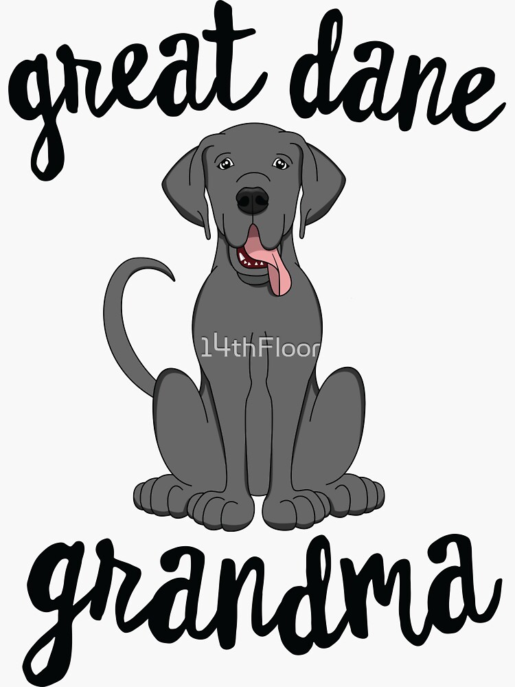 Blue Great Dane Grandma Pawma Dog Grandparents Grand Maw Sticker For