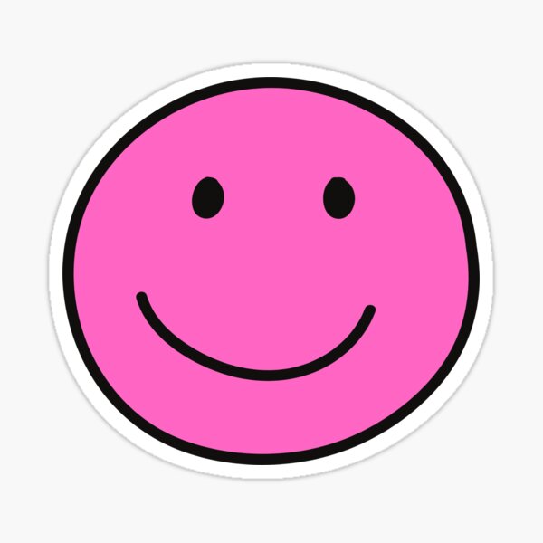 Pink smiley face with heart eyes Sticker for Sale by Emsstickers255