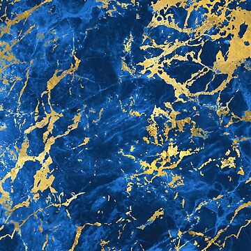 Midnight Blue (Faux) Marble With (Faux) Gold-Colored Veins | Sticker
