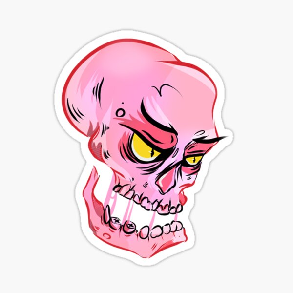 Pink Skull Bow Sticker Spooky Pastel Goth Cute Creepy Punk Scary