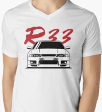 Skyline R33 GTR T-Shirt mit V-Ausschnitt für Männer