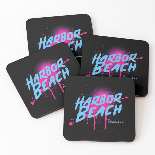 Item preview, Harbor Beach Michigan Graffiti Retro Blue Pink Design designed and sold by Eleven-K.