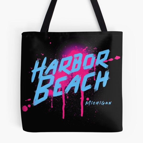 Item preview, Harbor Beach Michigan Graffiti Retro Blue Pink Design designed and sold by Eleven-K.