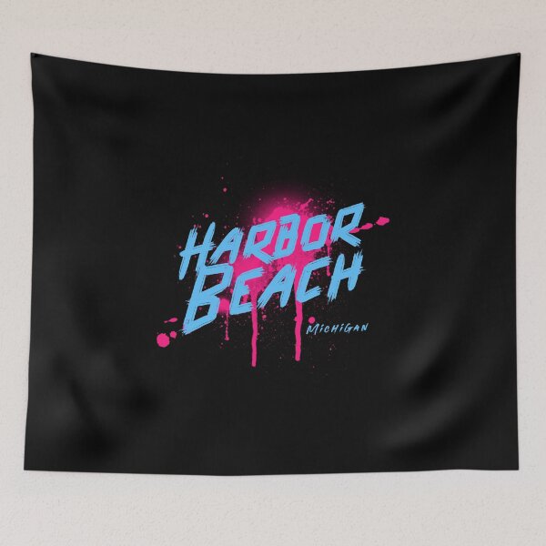 Item preview, Harbor Beach Michigan Graffiti Retro Blue Pink Design designed and sold by Eleven-K.