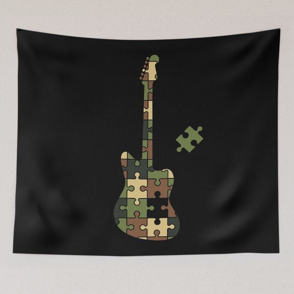 Item preview, Camouflage Puzzle Offset Style Electric Guitar Silhouette designed and sold by nightsworthy.