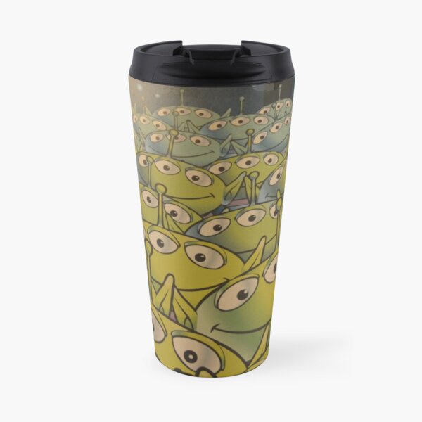 Little Green Men Friendly 3 Eyed Aliens Travel Mug