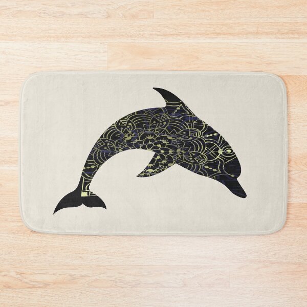 Item preview, Dark Blue Abstract Mandala Dolphin designed and sold by SeaChangeDesign.