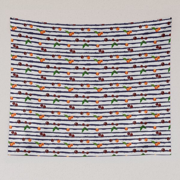 Item preview, Very Cherry Summer Stripes designed and sold by LawsonFabrics.