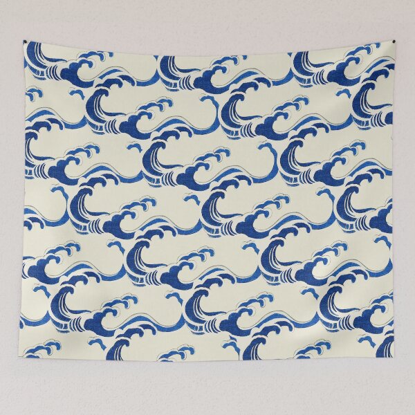 Item preview, Traditional Japanese Wave Pattern Remix Artwork by Watanabe Seitei designed and sold by Peekonet.