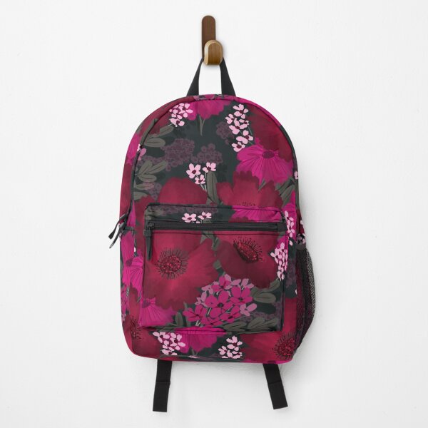 Item preview, Floral pattern in Burgandy, Red, and pink on black background  designed and sold by shaminia.