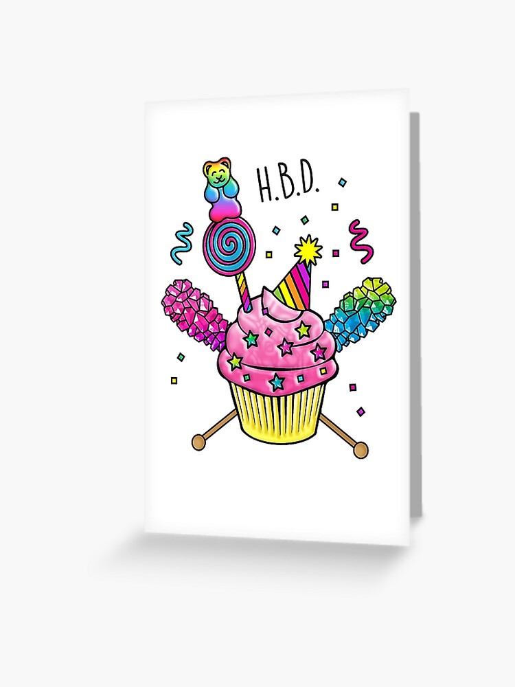 Carte De Vœux Joyeux Anniversaire Candy Cupcake Par Danikates Redbubble