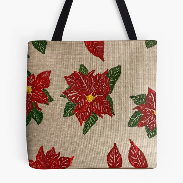 Item preview, Christmas Red poinsettias on gold designed and sold by Ruth Breen Artwork .