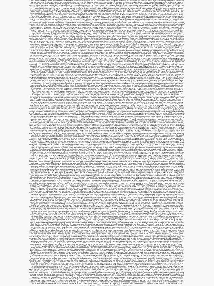 "Entire Shrek Movie Script" Sticker for Sale by JButterworth Redbubble