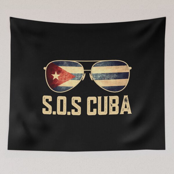 Item preview, S.O.S Cuba Flag Retro Cuban Sunglasses designed and sold by ReichBourne.