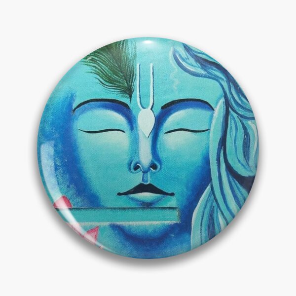 Item preview, Pintura abstracta azul del Señor Krishna con flauta de loto y pluma de pavo real designed and sold by banothsonu.