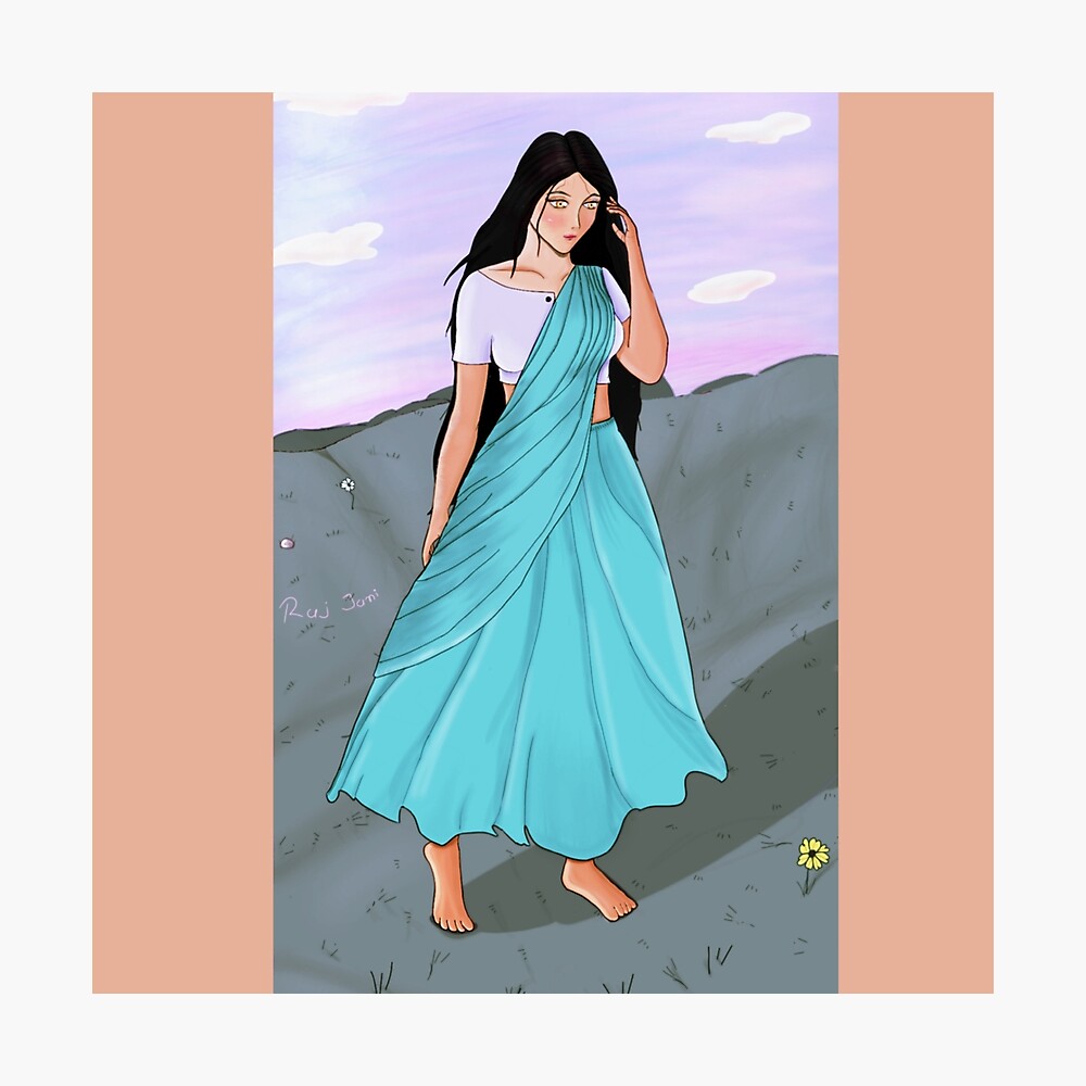 Indian Cartoon Girl with Saree Stock Illustration - Illustration of  beautiful, outerwear: 204563148