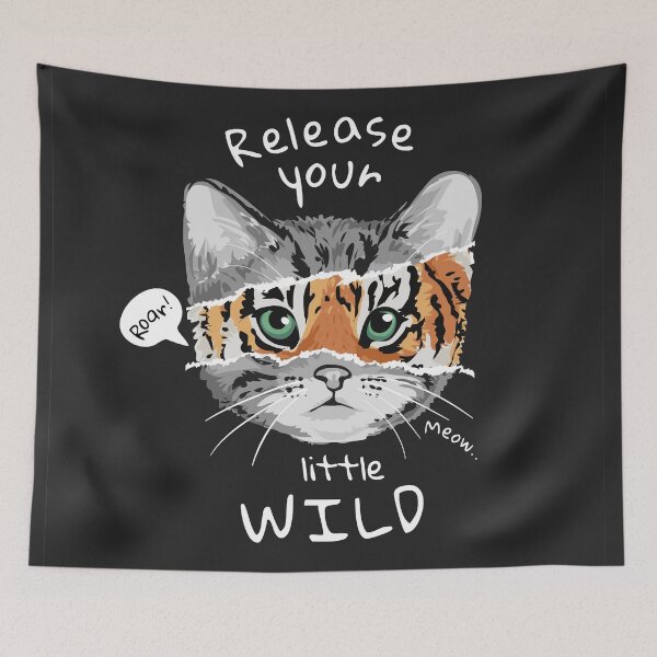 Item preview, Typography Slogan with Cat Tiger Face designed and sold by Peekonet.