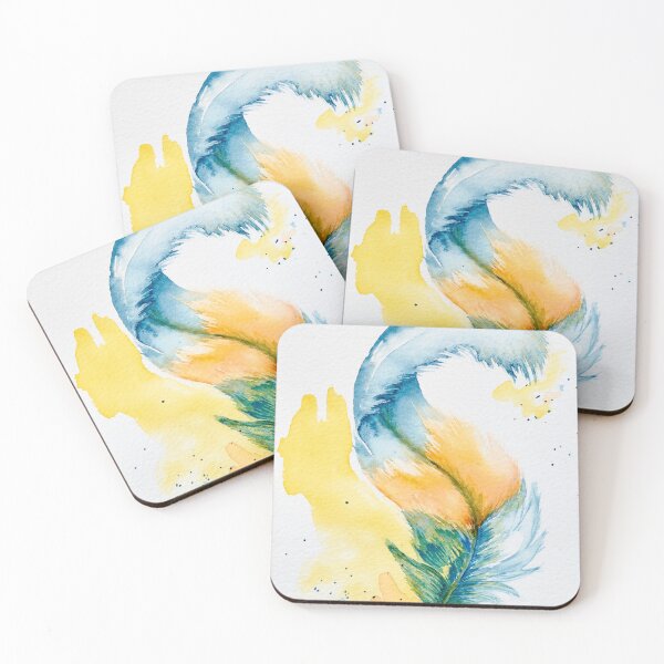 Item preview, Yellow and blue swaying feather in the wind   designed and sold by Gainor Andrews.