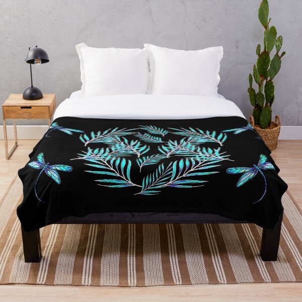 Dragonflies and Leaves Throw Blanket