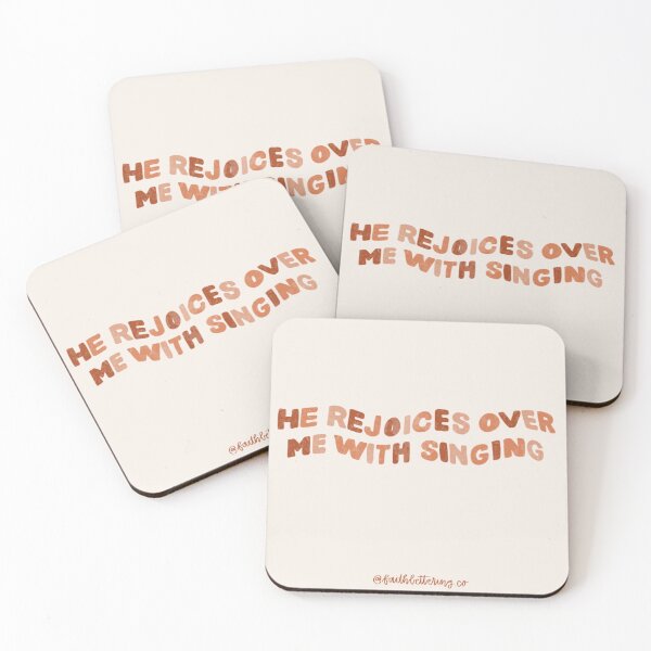 Item preview, Christain Calligraphy Bible Verse ‘He rejoices over you with singing’ designed and sold by FaithandLove.