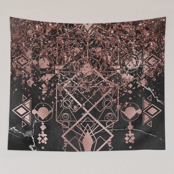 Item preview, Glittering Rosegold Geometric Tribal Dreamcathcer Jewellery on Black Marble designed and sold by cadinera.