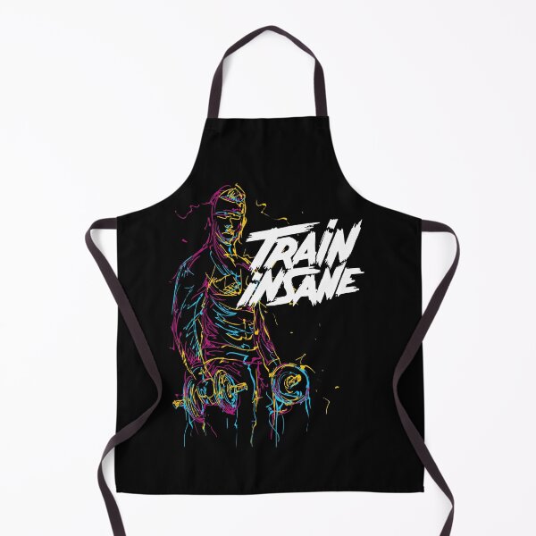 Item preview, Dumbbell training - Train insane - Gym motivation - Line drawing designed and sold by BarbellPrints.